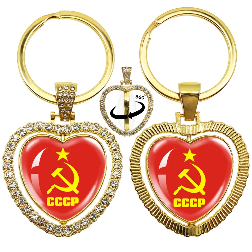 cccp keychain USSR Soviet Army Red Star Keychain Glass Cabochon Art Round Russian Badges LOGO Pendant Keyrings Jewelry For Frien