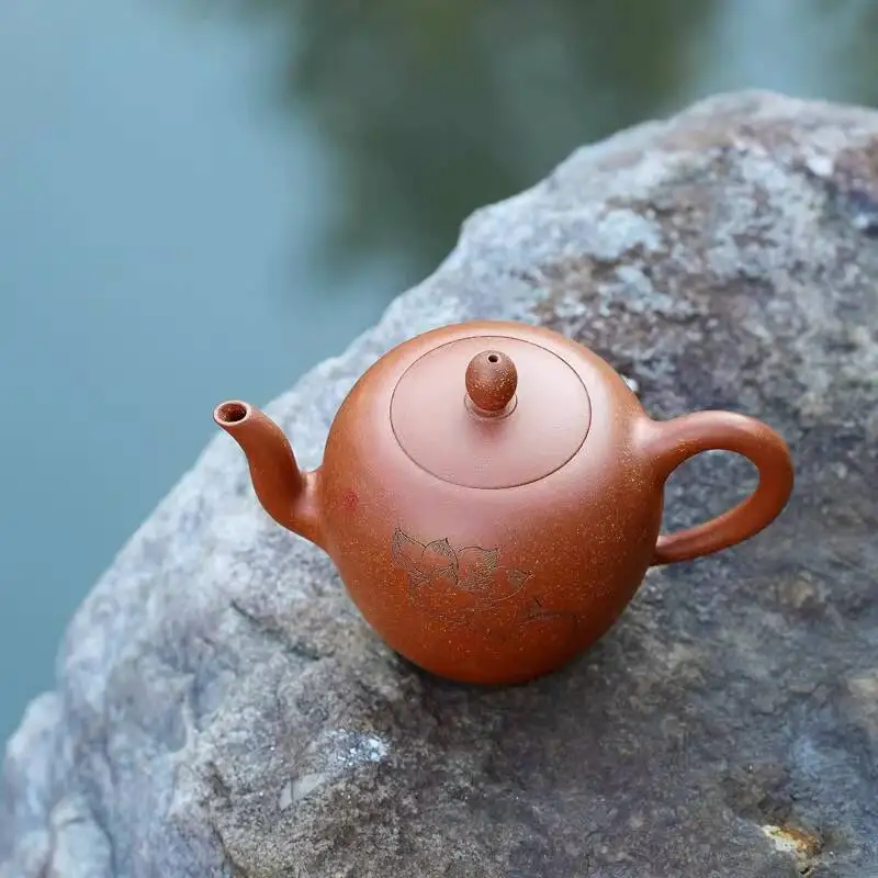 [Changtao]Yixing Zisha Pot Handmade Teapot Li Xiaolu Jingpo Clay Carving Zen Heart Beauty Shoulder 260Cc