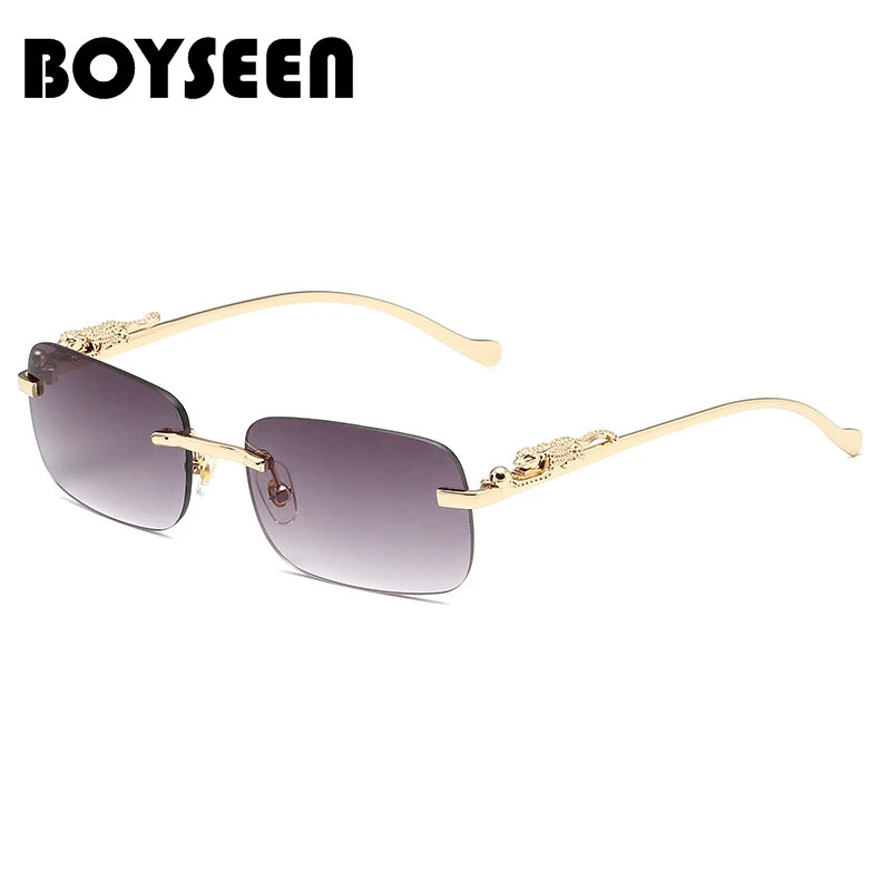 BOYSEEN Metal Rimless Sunglasses Women Men Square Frame Fashion Sun Glasses For Animal Accessories Street Snap Eyeglass