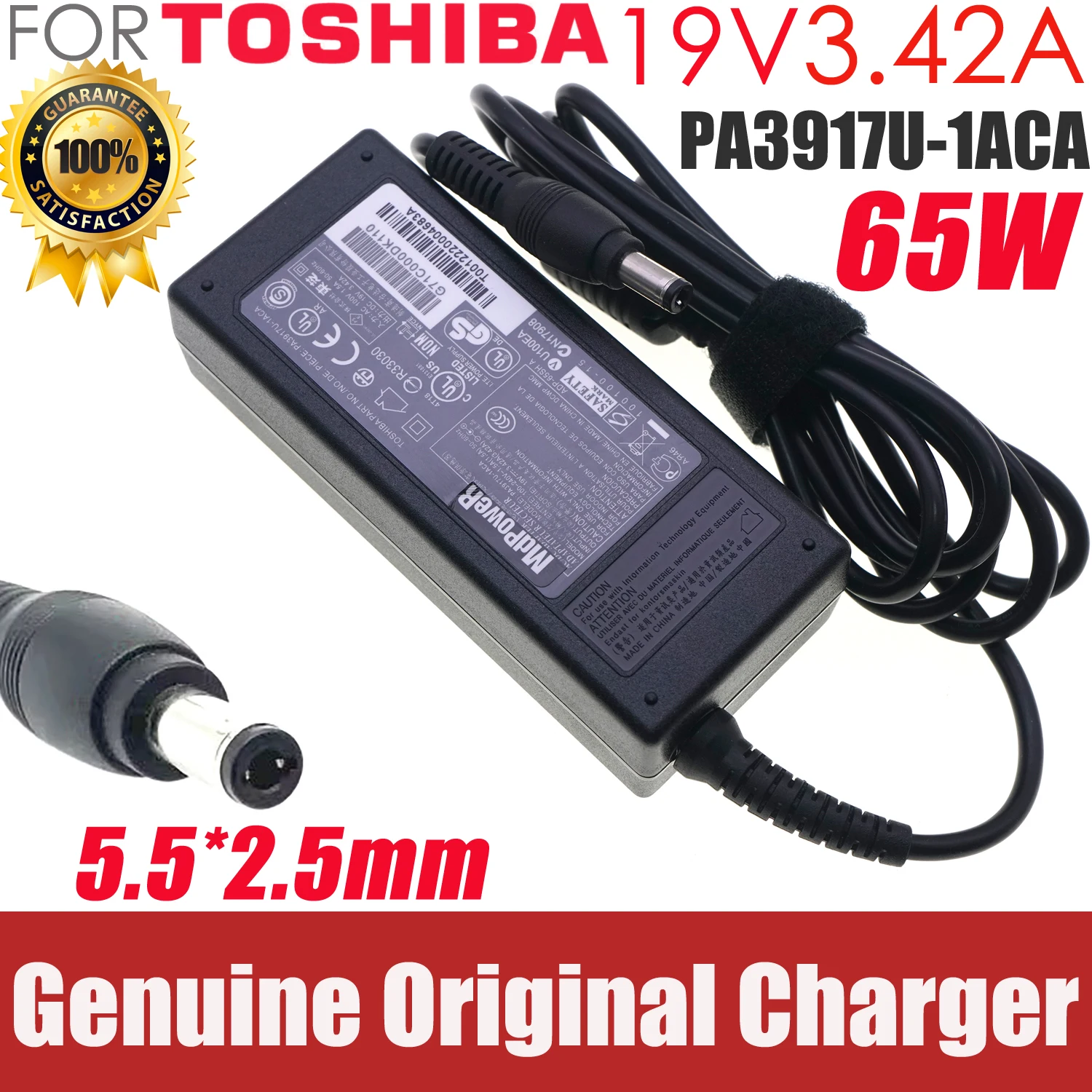 Original 19V 3.42A 65W AC Adapter Charger For Toshiba Satellite A130 A135 PA3917U-1ACA PA3467U-1ACA PA3396U-1ACA PA3165U-1ACA