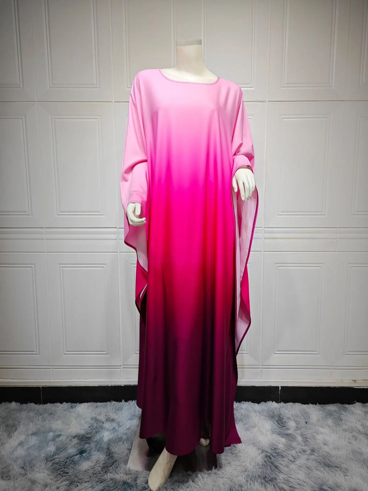 

Modest Satin Abaya Muslim Women Bat Sleeve Loose Long Maxi Dress Turkey Dubai Kaftan Arab Robe Eid Party Jalabiya Caftan Vestido