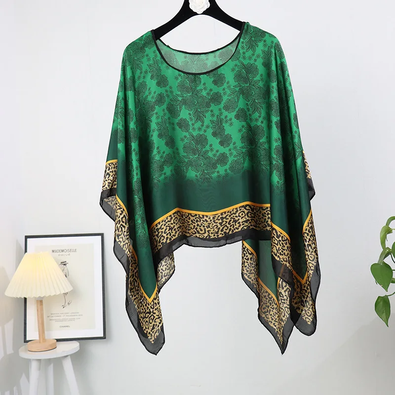 Poncho Mantel Dunne Sjaal Vrouwen Gesimuleerde Zijden Pullover Veelzijdige Sjaals Zonwerende Kleding Zomer Strandkleding