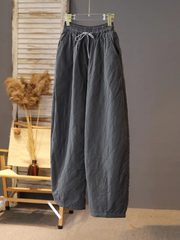 أصيلة 2025 الشتاء Dstring مزيج القطن الفني عادية الكلاسيكية اليابانية Sle السراويل الطويلة تنوعا عالية الخصر بنطلون