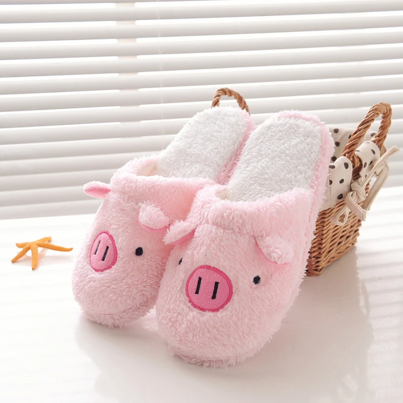 Winter Women's Slipper Home Shoes For Women Chinelos Pantufas Adulto Fashion Lovely Bear Pig Indoor House Slippers With Fur