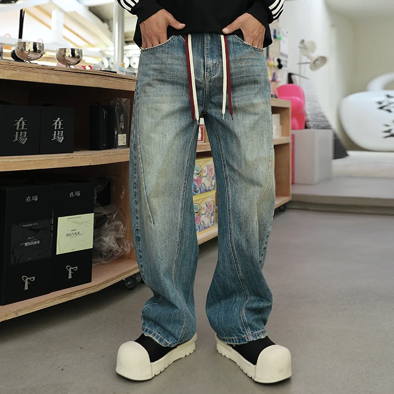 الرجال الشارع الشهير موضة فضفاضة عادية الهيب هوب خمر الدنيم فضفاض الجينز السراويل رجل واسعة الساق بنطلون Y2k الجينز الرجال