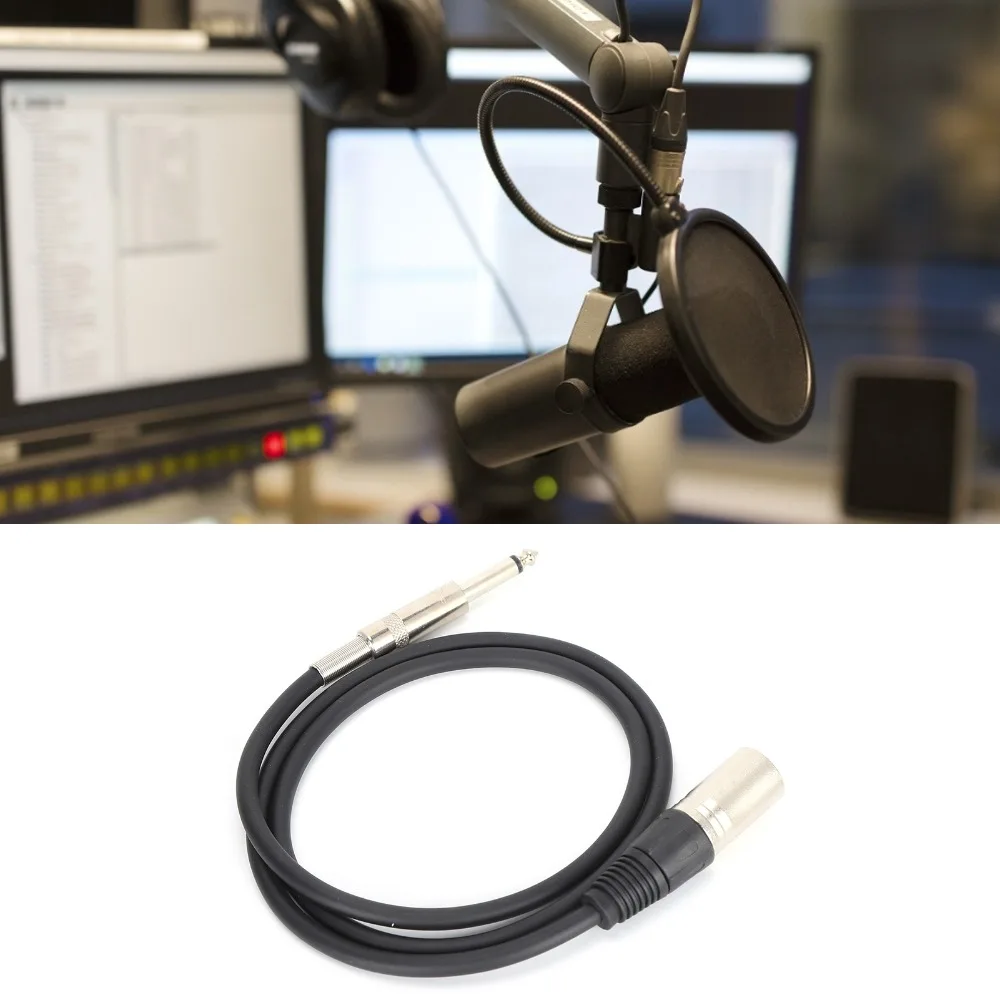 3PIN XLR Male to 1/4 Inch Male 6.35mm XLR Male to TRS Jack Microphone Line Plug and Play Balanced Audio Cable