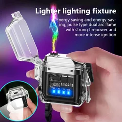 Outdoor Mini Light Waterproof Lighting Electric Lighter Transparent Curved Design with Rechargeable Power Display COB Flashlight