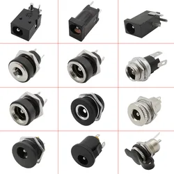 10Pcs DC Power Socket Connector 5.5x2.1mm/5.5x2.5mm/3.5x1.3mm/3.5x1.3mm/4.0x1.7mm Female Jack Nut Panel Mount DC Power Adapter