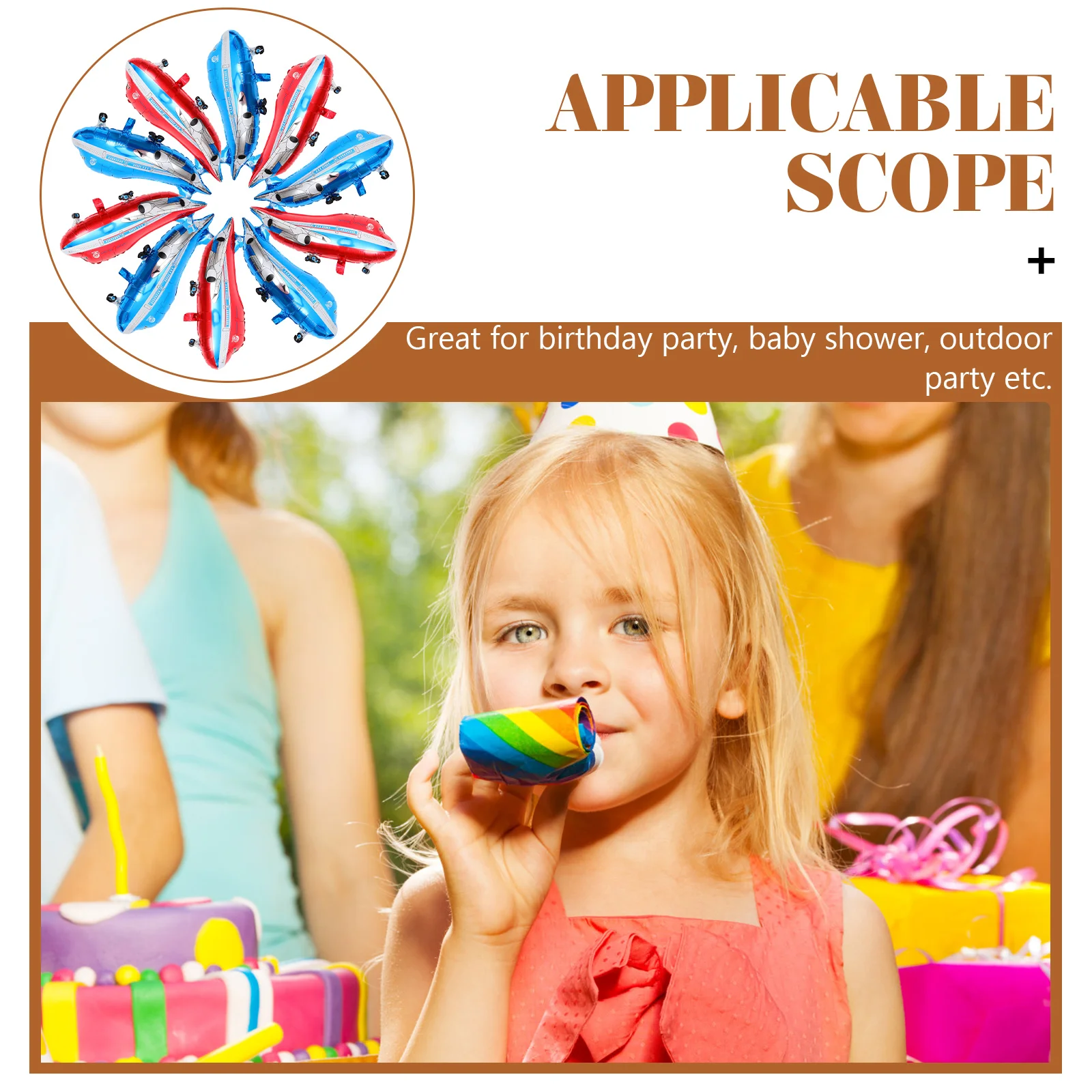 

10Pcs Aluminum Foil Airplane Balloons Metallic Party Decor Blue 5 Perfect for Birthday Baby Shower Photo Props