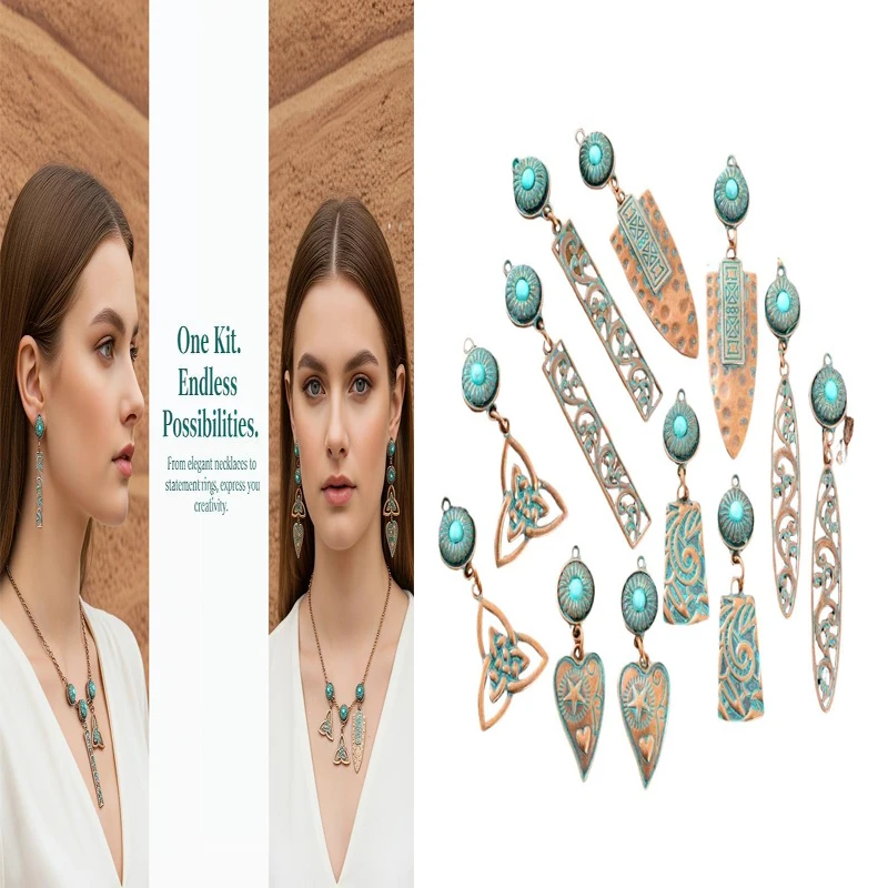 2pcs Vintage Alloy Ethnic Bohemia Pendants For Women Earrings Necklaces Pendants Charms Jewelry Making DIY Jewelry Accessories