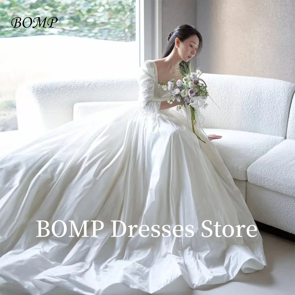 

BOMP Princess Wedding Dresses A-Line Floor Length Sweep Train Bridal Gown Korea Photo Shoot Customized Classic