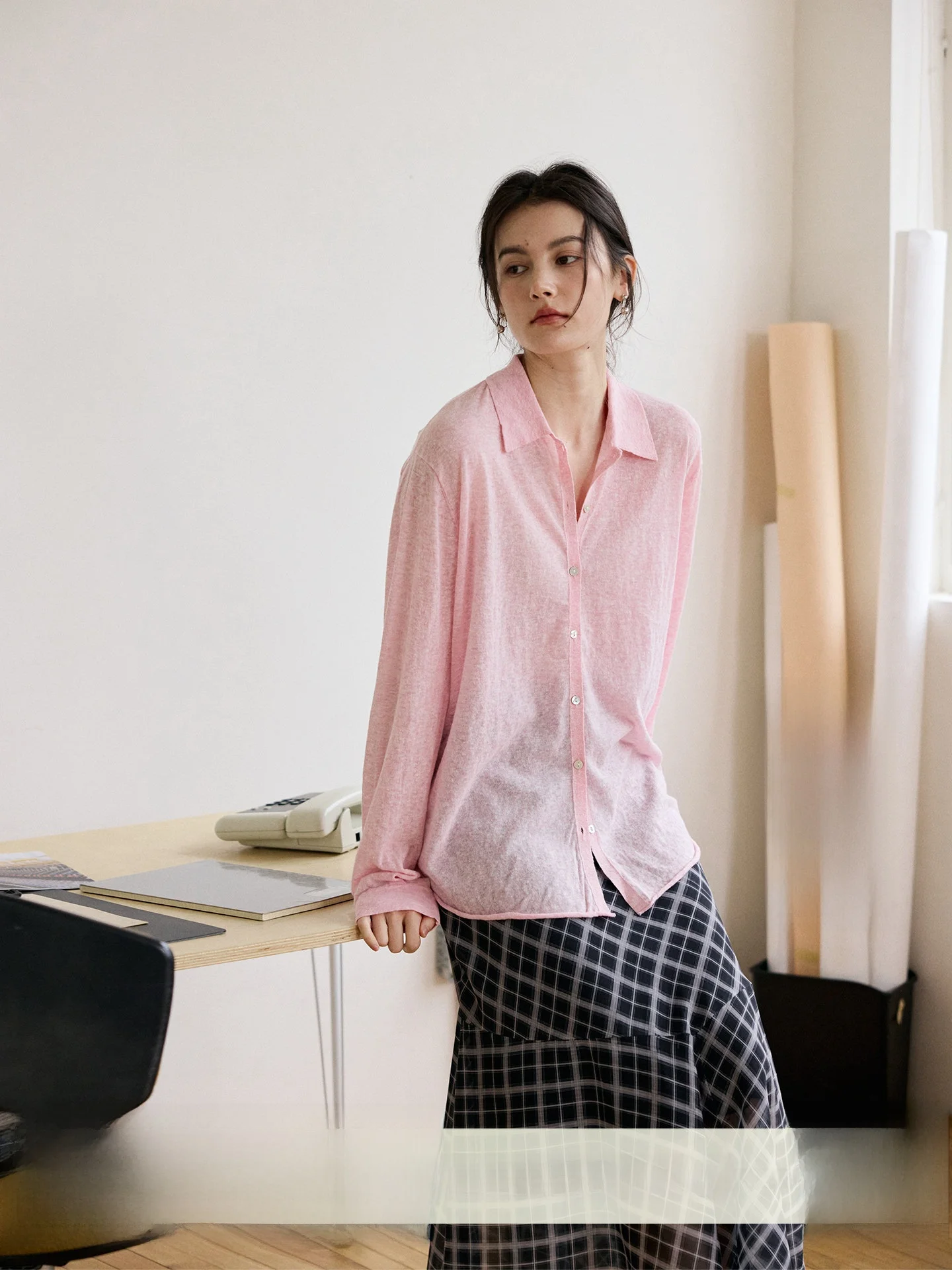 

HeyDr Linen irt Women Spring Textured Loose irt Ele Versatile Commute Comfortable Top French Sle Loose Fit Breat...