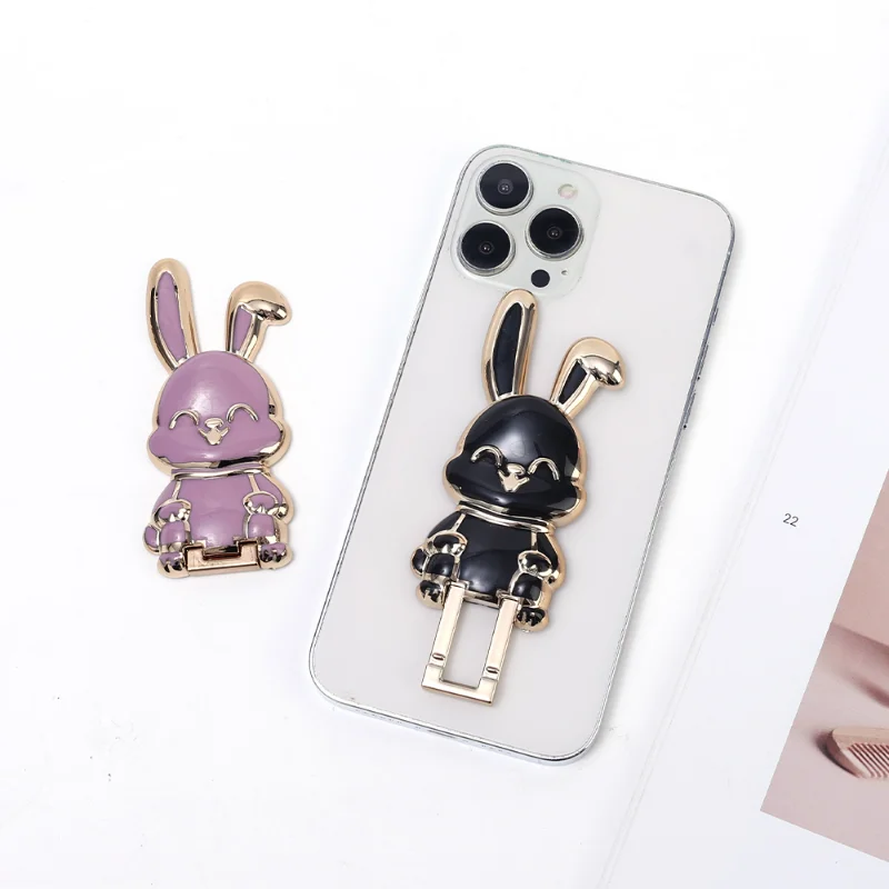 Bunny Finger Ring Holder Mini Pull Rod Phone Stand Universal Phone Fold Lazy Buckle Three-dimensional Back Sticker Pad Bracket image 4