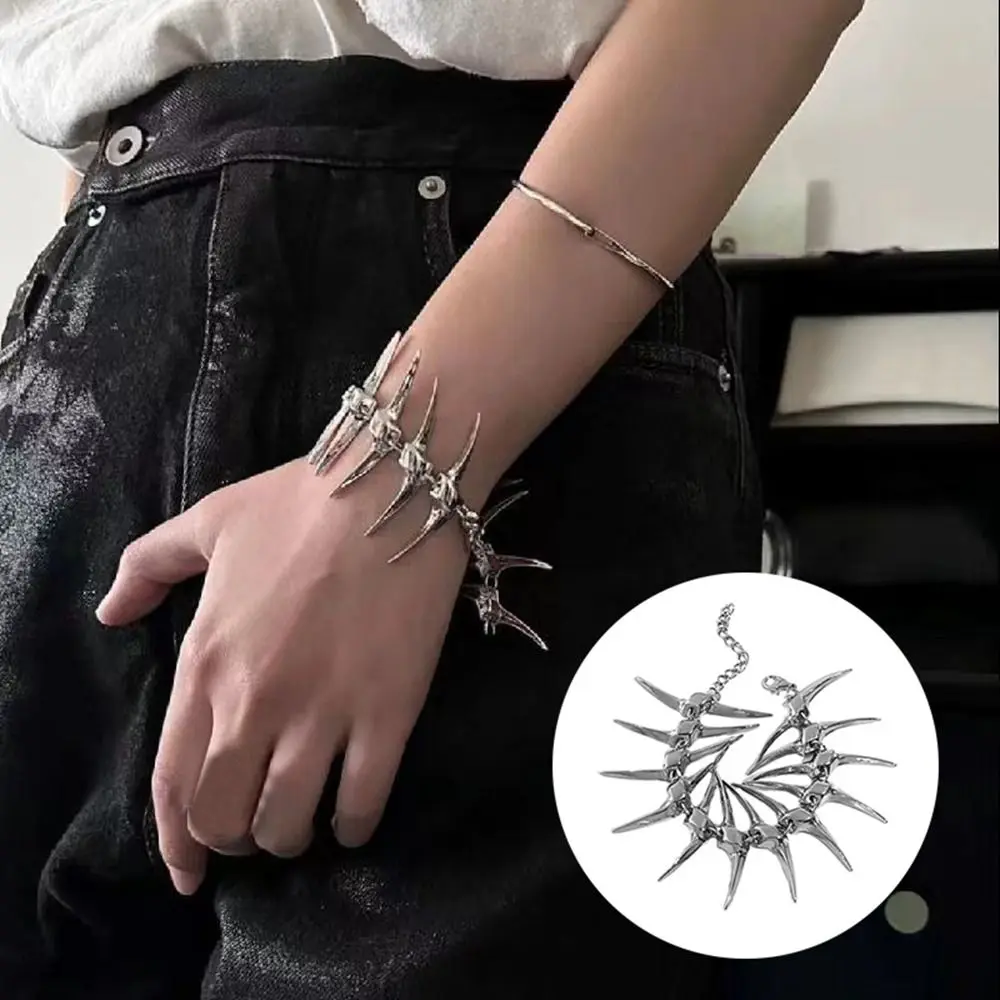 Fashion Metal Thorn Bracelet Unisex Jewelry Punk Bracelet Super Cool Trendy Fish Bone Bangle Women Men