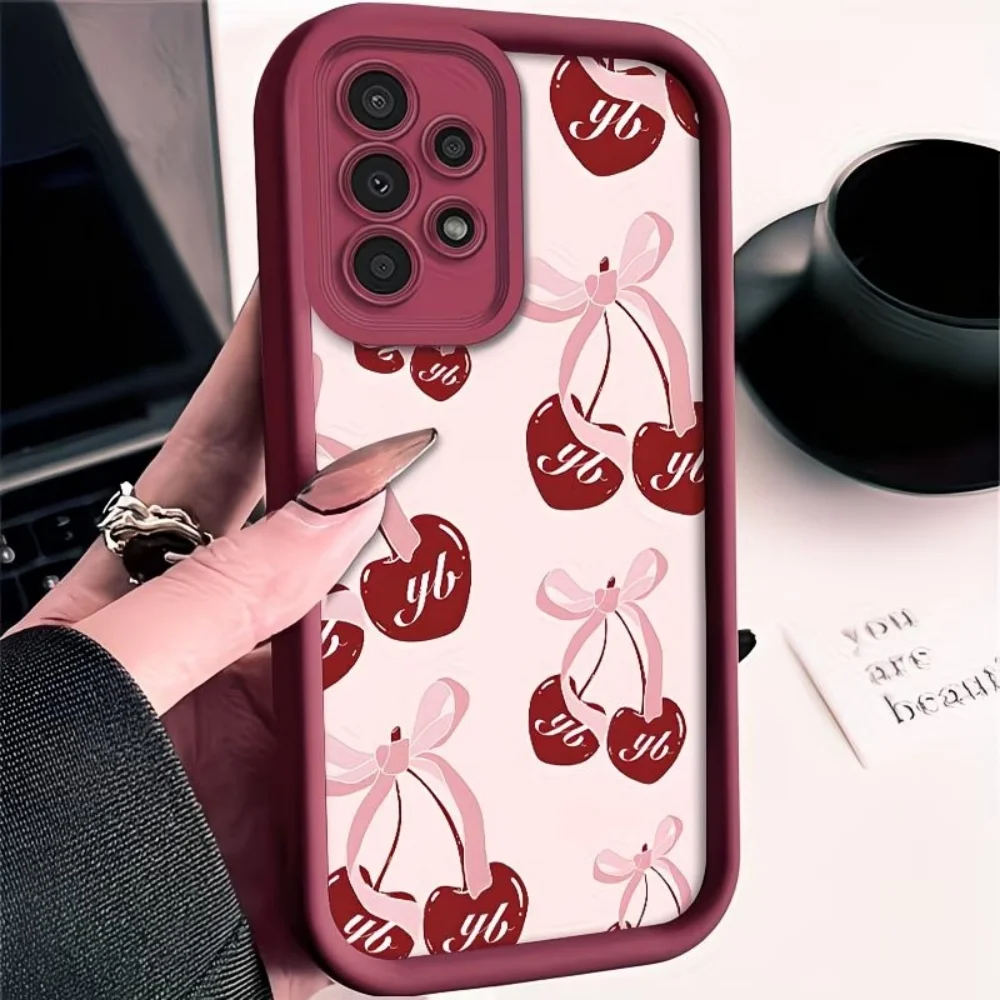 Hot Sale Cherry Bow Soft Anti-Fall Phone Case For Samsung Galaxy A73 A72 A71 A56 A55 A54 A53 A52 A52s A51 A50 A50s 4G 5G Cover view 5