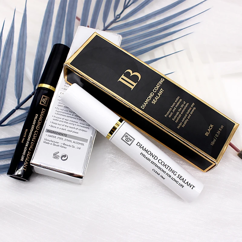 2 Bottles EONBEAUT Eyelash Extensions Diamond Coating Sealant Black Coat Sealer Protective Longer Life 10ml Transparent