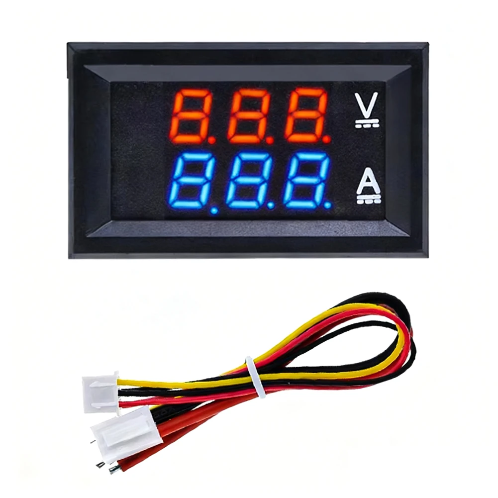DC Volt Amp Monitor Dual Three Digit 0.28 Inch LED Red Blue 0 100V 0 10A Fast Refresh 300ms Panel Mount Auto Decimal