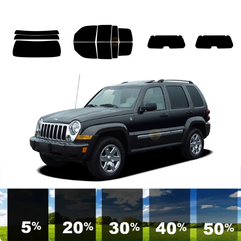 precut Removable Window Tint Film For Car 100% UVR 5%-70%VLT Heat Insulation Carbon ﻿For JEEP LIBERTY 4 DR SUV 2002-2007