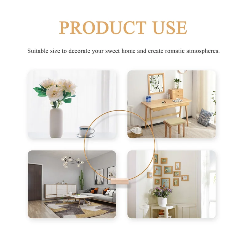 

HGHO 6 шт. 12-дюймовый железный круглый венок для стола, золотое кольцо для венка с 6 деревянными подставками, кольца-обручи