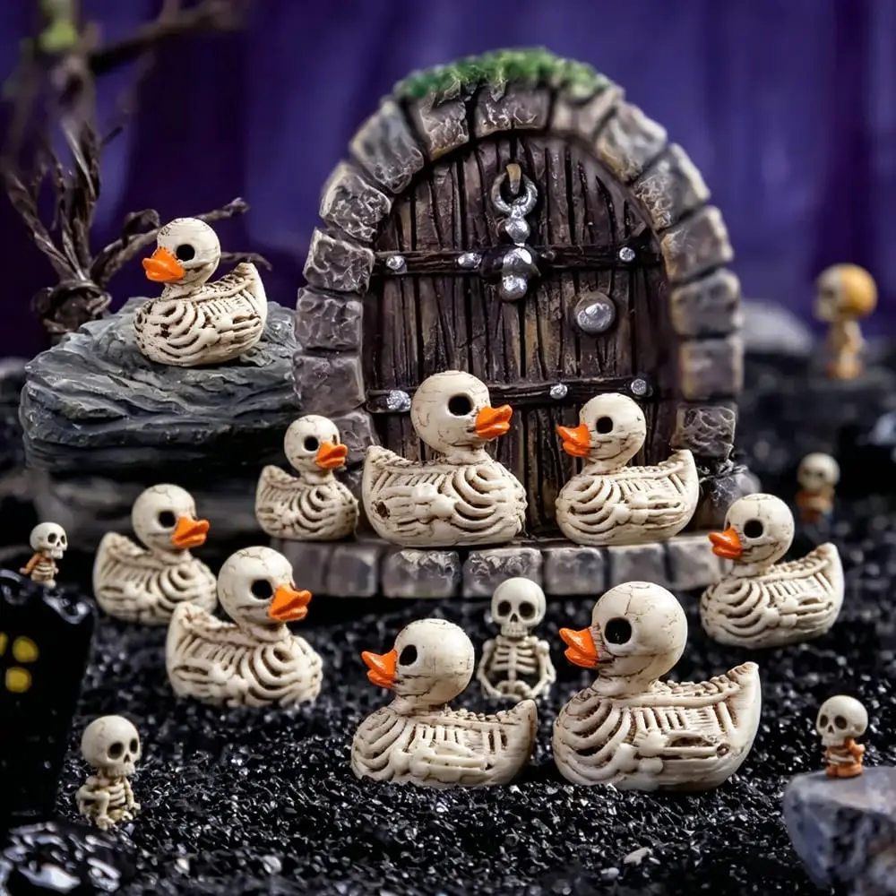 20/50PCS Halloween Mini Skeleton Ducks Decoration Tiny Bones Duck for Miniatures Horror Scene Garden Potted Party Decor