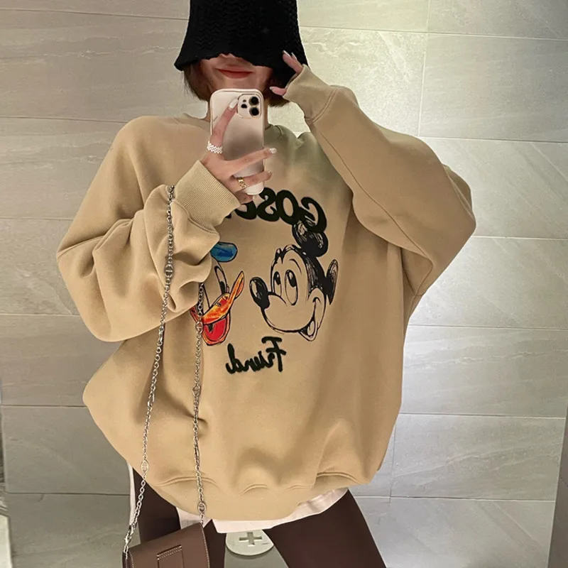 

Disney New Cartoon Mickey Donald Duck Round Neck Hoodie For Women Spring And Autumn Korean Version Loose Casual Versatile Top