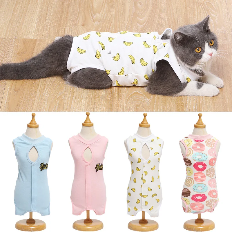 Cozy Cotton Cat Clothes Costume for Cats Gotas Female Pet Post-operative Recovery Jumpsuit Male Sphynx Katten Sterilization Suit