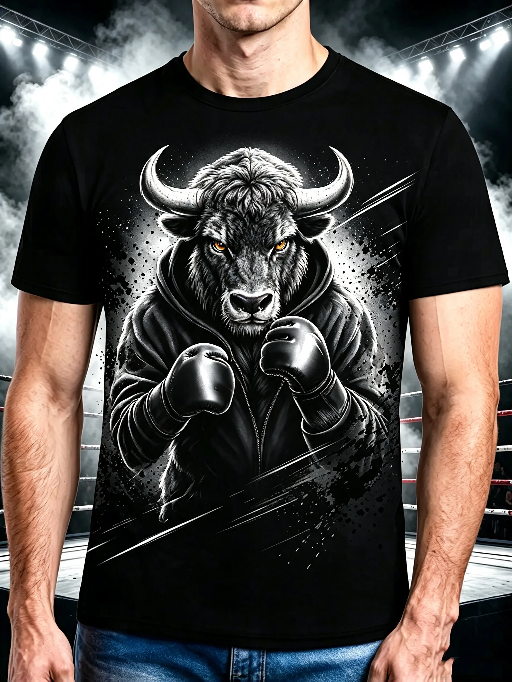 Men's 3D Animal Boxer Pattern Short Sleeve T-Shirt Fashion Daily Casual T Shirt Outdoor Men Women Crew Neck Tops Summer Clothing