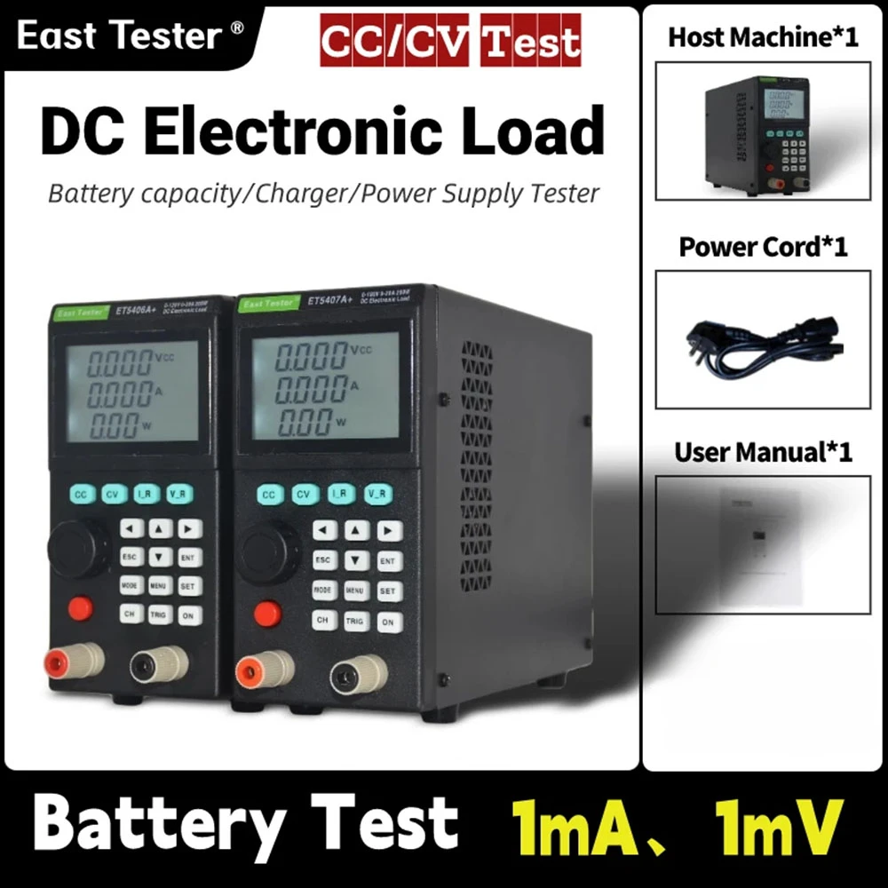 ET5406A+/ET5407A+ 200W 120V 180V 20A 30A Professional Programmable DC Electronic Load Tester 1mV/1mA Battery Tester for CC/CV