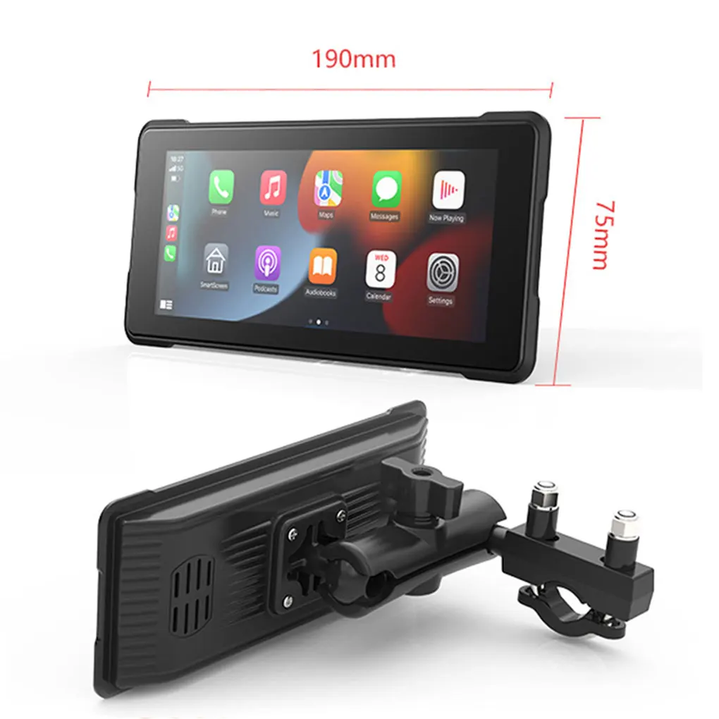 Motorcycle Carplay Waterproof 7 inch Touch Screen WiFi Wireless Android-Auto DVR Monitor Dash Cam GPS Navigation