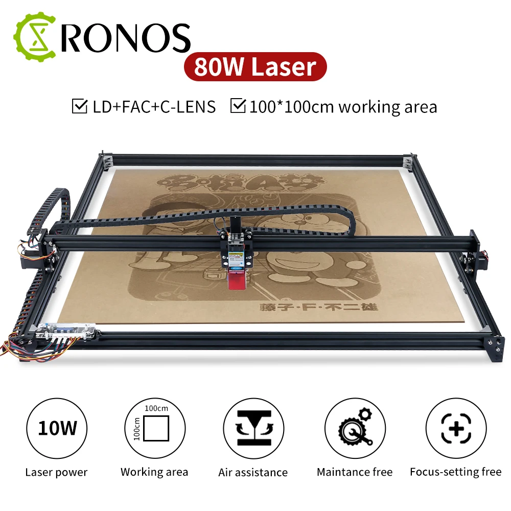 80W Laser Module Cutter Machine,450nm Blue Light Laser Engraver Machine,Large Area 100x100cm,GRBL 32-bit GRBL Board PWM Control