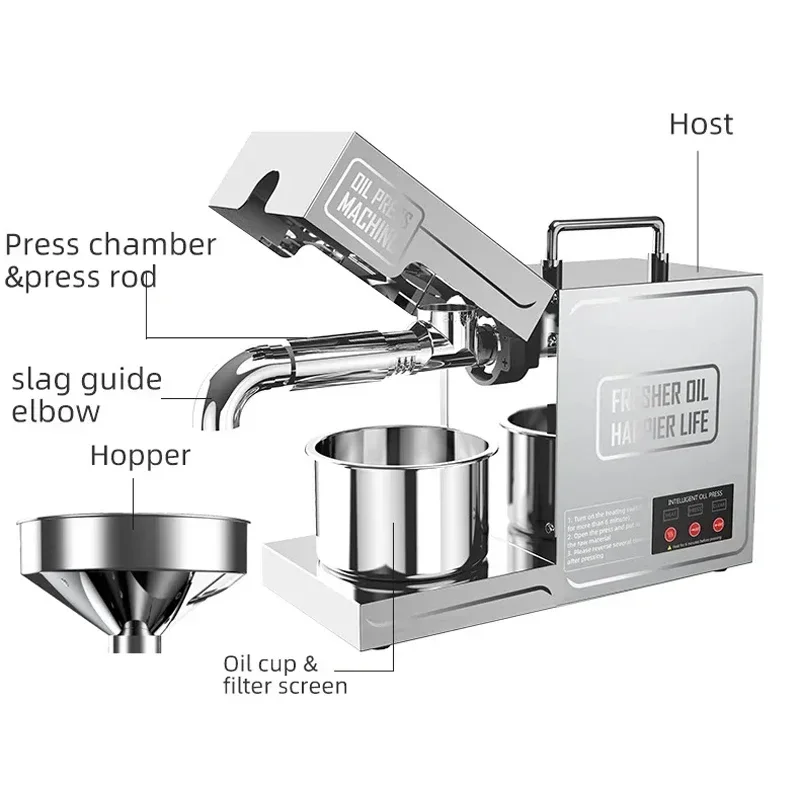 Oil Presser Intelligent Stainless Steel Automatic Hot And Cold Oil Extractor Maker For Peanut And Sesame Oil Press Machine