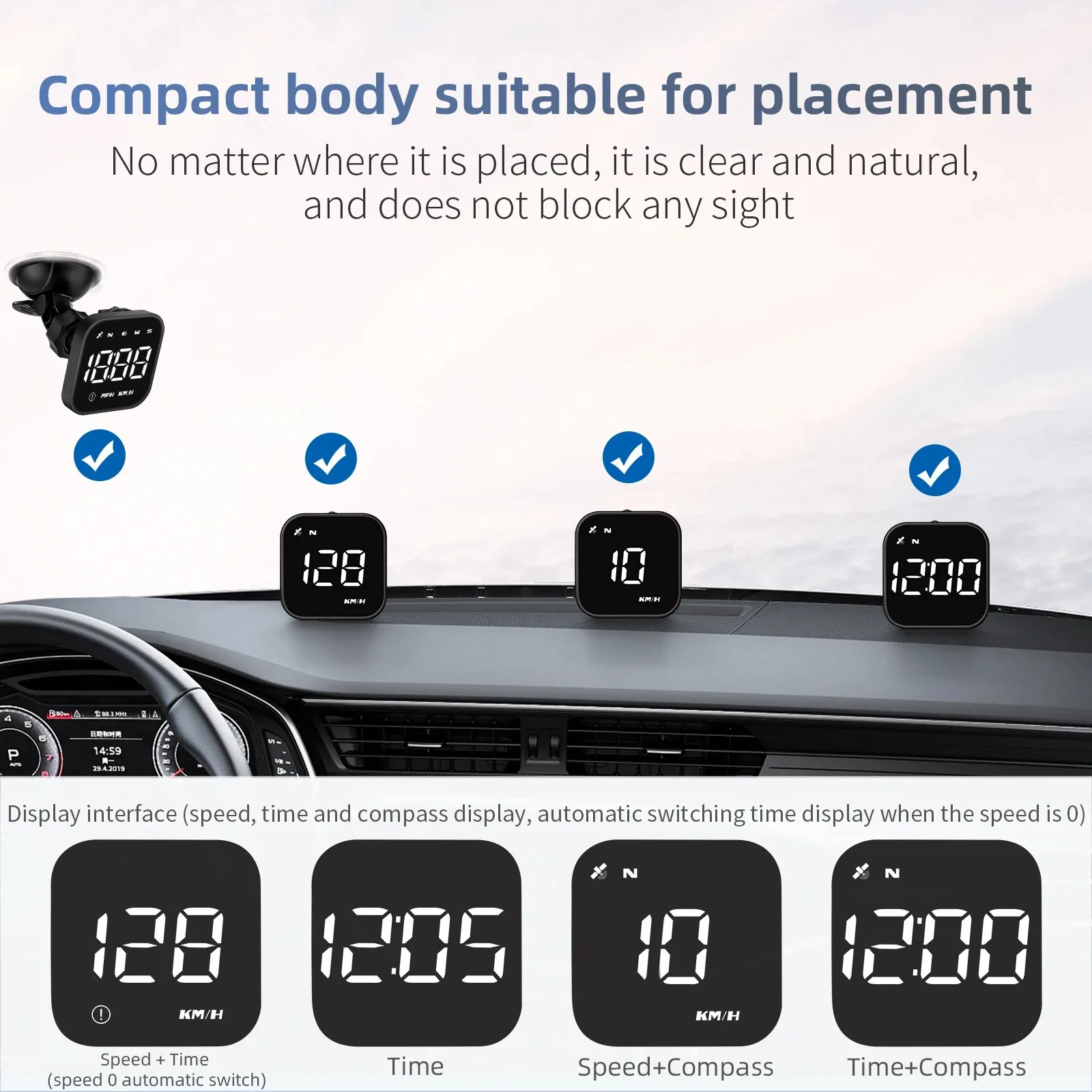 G4S Mini GPS HUD Car Speedometer Universal Digital Head-Up Display Windshield Projector KMH MPH