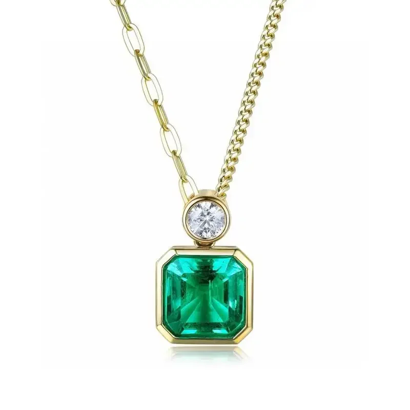 Pirmiana New 18k Yellow Gold 1.84ct Lad Grown Emerald Necklace High Fine Jewelry for Women Party Gift