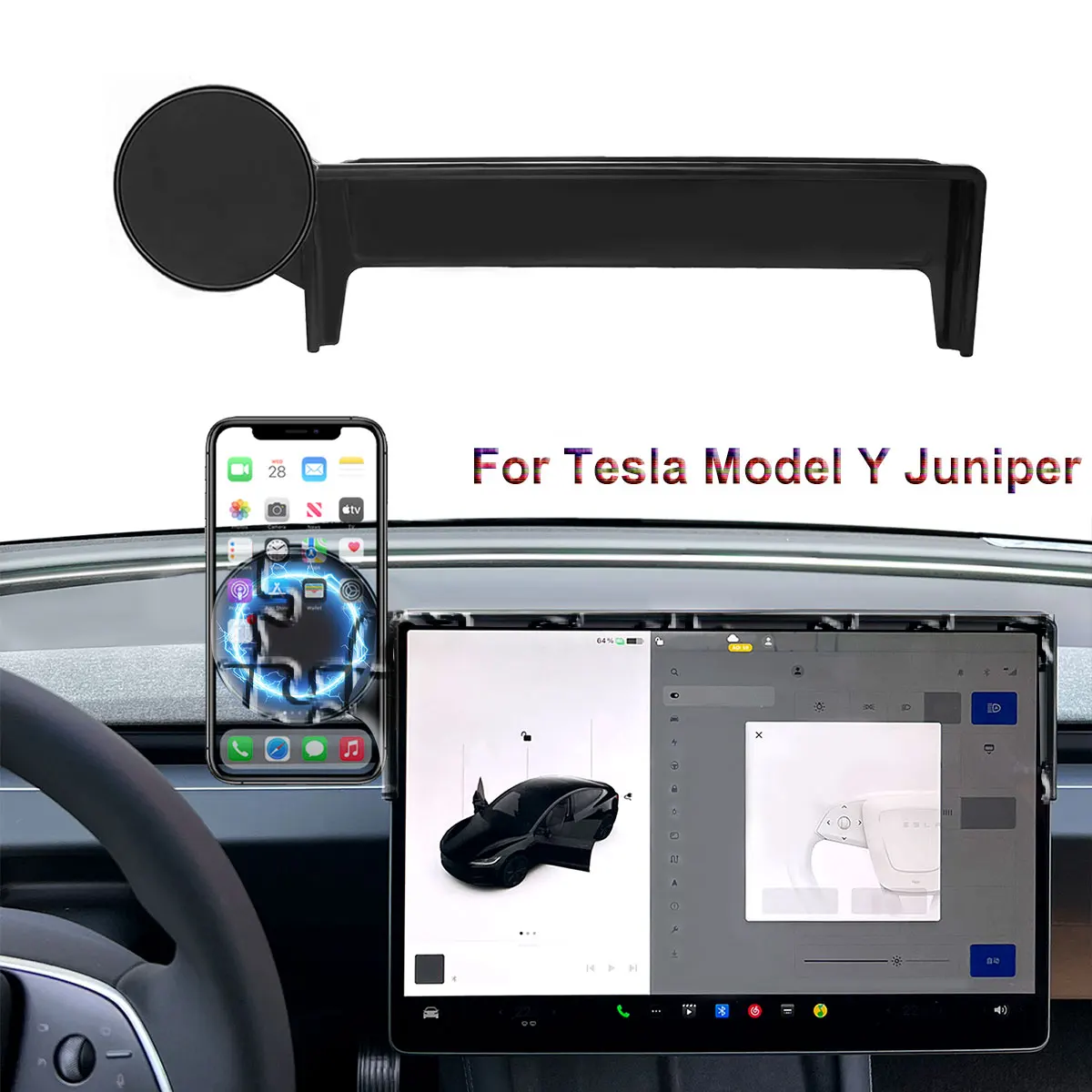 

Magnetic Car Tail Phone Holder For Tesla Model 3 2023-2024 Phone Screen Bracket for Tesla Model Y Juniper 360° Rotatable