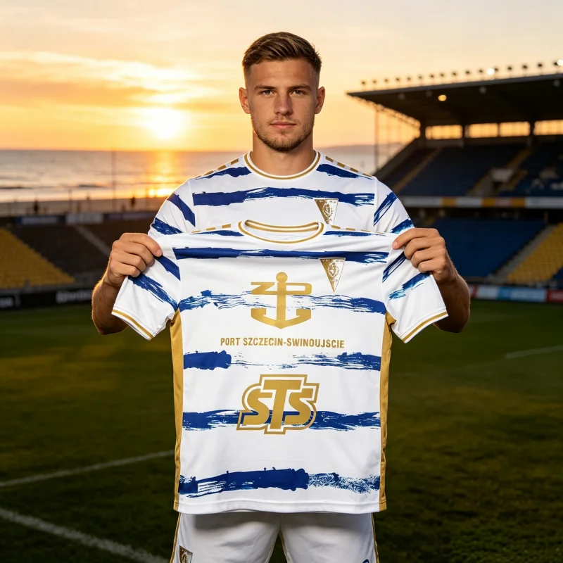 27_26 New Arrivals Poland Pogoń Szczecin Football Jersey Breathable Polish Men TShirt 3D Sports Fans Footy Jersey FamilyMatching