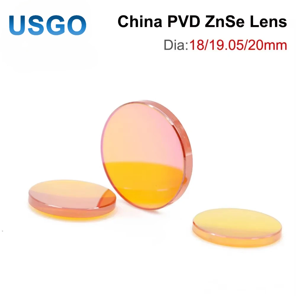 USGO China PVD CO2 ZnSe Focus Lens Dia.18 19.05 20mm FL38.1 50.8 63.5 101.6 127mm 1.5-4