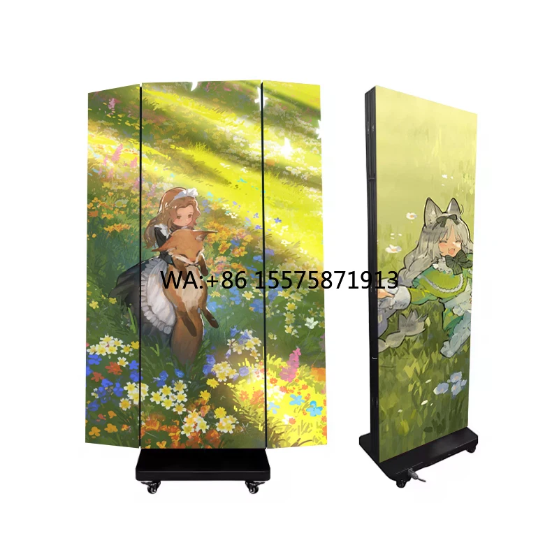 Three-Folded Double-sided LED Poster Screen High-definition Advertising Screen Mobile Control for Display Videos and Pictures