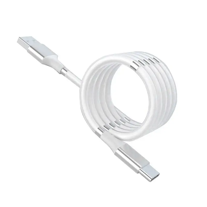 

Type C Charging Cable Silicone Magnetic Charging Cord 1.8 Meters White Charger Cable Data Transfer Cords For Home Work Car Hotel