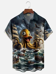 Hawaii Men's Shirt 3D Print Funny Cartoon Animal Short-sleeved Tops Summer Casual Men's Clothes Street fashion shirt for boys