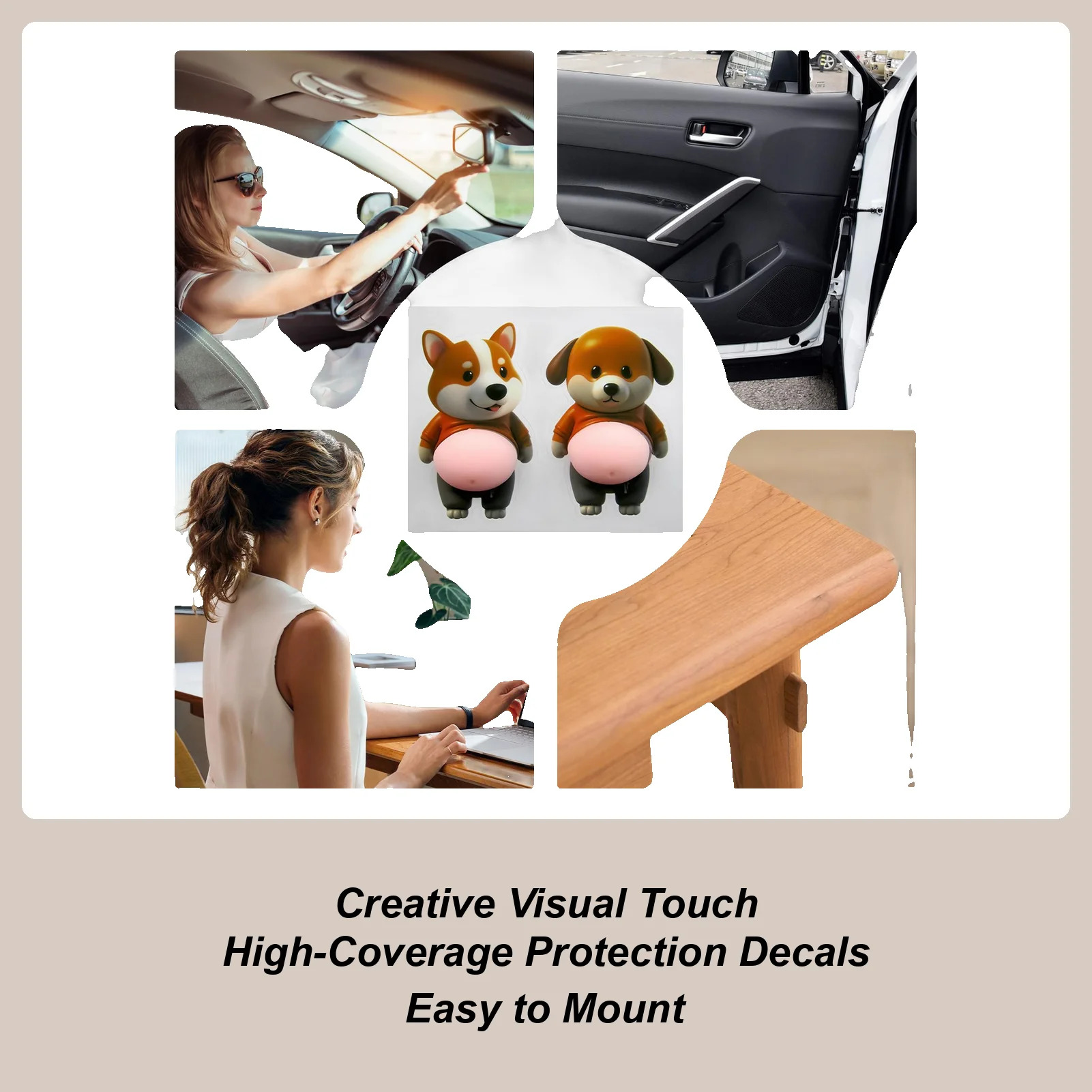 

Dog Decals For Cars 2 Pieces Anti-Collision Cute Sticker Silicone Car Decals For Automotive Door Vehicle Exterior Truck Home