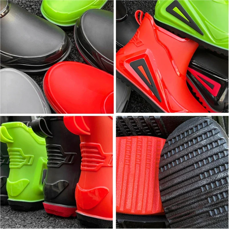 Trend Rain Boots Men 2024 New Outdoor Non-slip Hiking Shoes Durable Waterproof Rubber Fishing Shoes Shaxi Slip on Men Rain Boots