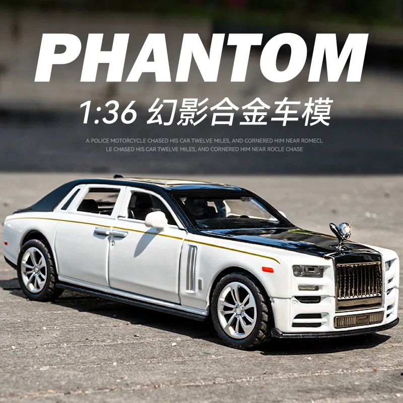 1:36 Rolls Royce Phantom Sedan Simulation Diecast Metal Alloy Model Car Sound Light Pull Back Collection Kids Toy Gifts