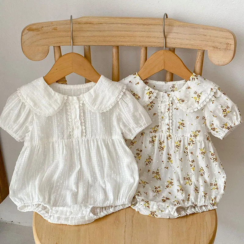 

Summer Baby Girl Bodysuit Clothes Infant Rompers Flowers Short Sleeves Jumpsuits CottonSweet Toddler Girl Clothing 0-24M