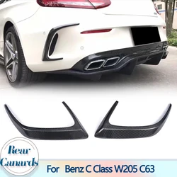 Carbon Fiber Rear Bumper Splitters Spoiler Flip Fins For Mercedes Benz C Class W205 C63 AMG Coupe 2015-2017 FRP Rear Canards