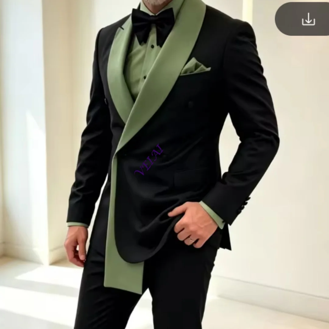CustomizedMix Colors Double Breasted Custom Made Men Suit Set Separates 2 Pieces Jacket Pants for Wedding Groom Tuxedo for Prom