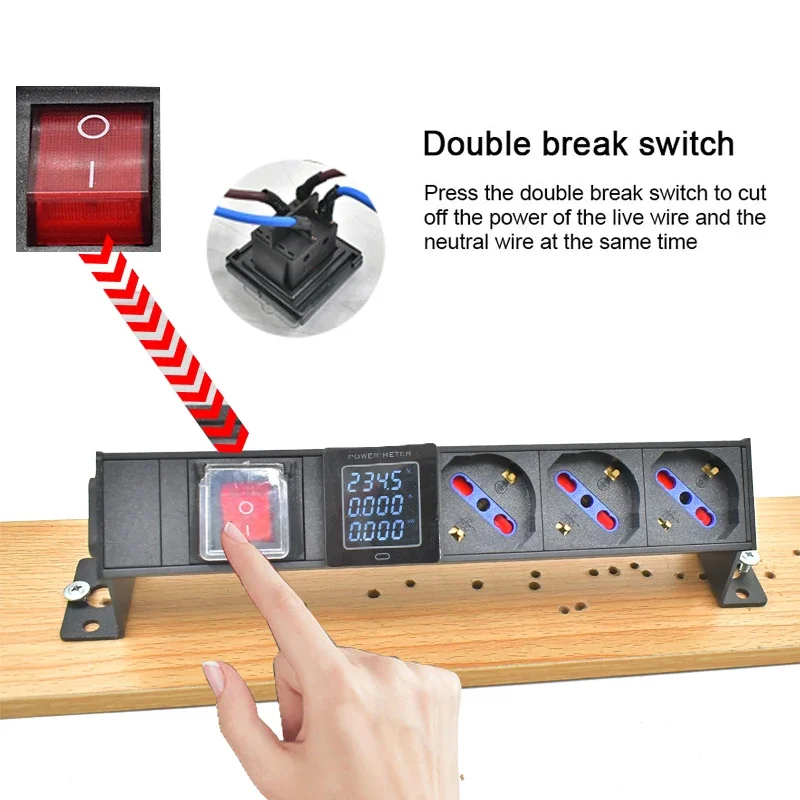 PDU power strip network cabinet rack C14 port desktop German Italian socket 1-9AC With ammeter wireless socket