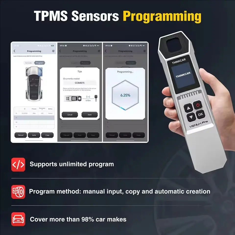 أداة تشخيص ضغط الإطارات THINKCAR VENU-I PRO TPMS pk THINKCAR T90 315 ميجا هرتز/433 ميجا هرتز برمجة الاستشعار العمل مع THINKCAR S3 #5