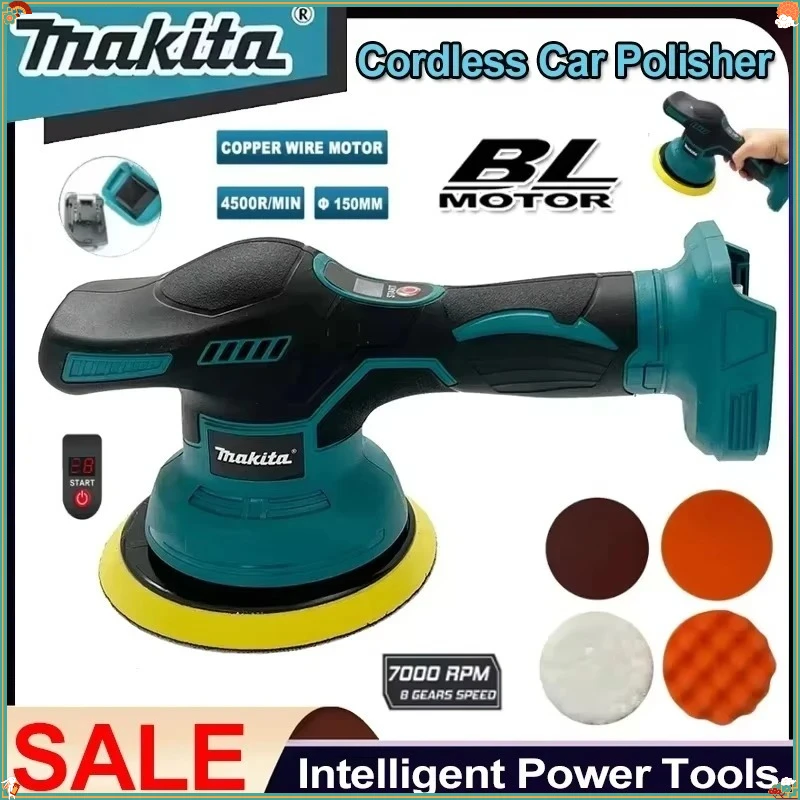

Беспроводная полировальная машина Makita с 8 скоростями и цифровым дисплеем, электрическая полировальная машина для авто, для воскования и полировки, совместима с аккумулятором 18В