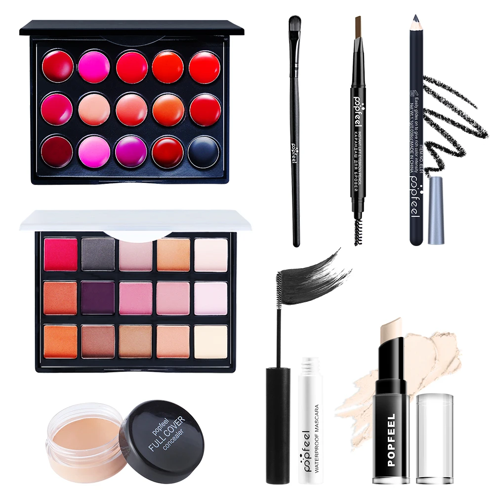 All In One Makeup Kits, Eyeshadow Palette Lipstick Concealer Blush Mascara Eyeliner Eyebrow Pencil Lip Gloss Palette Brush