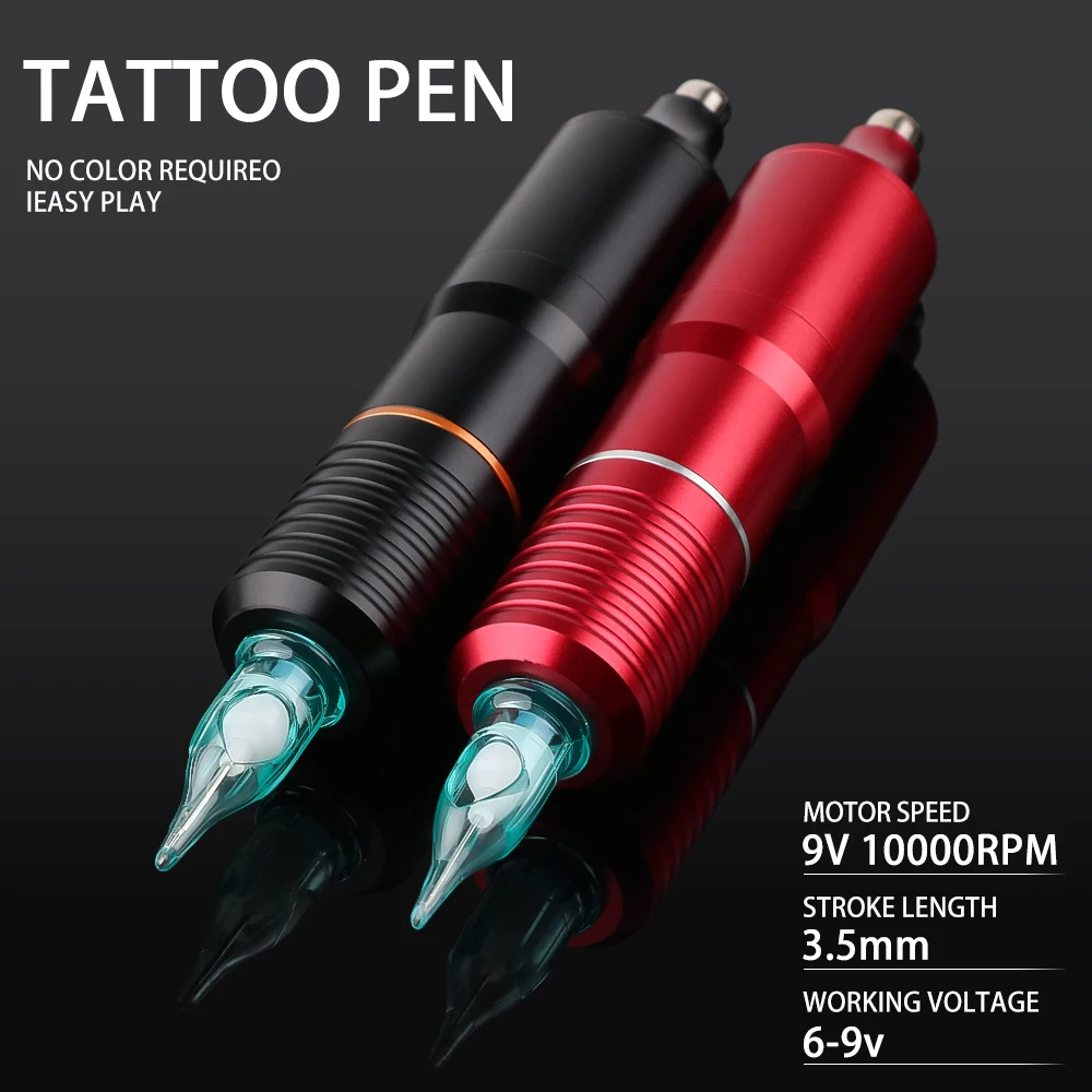 Professional Cartridge Rotary Tattoo Machine Pen with RCA Clip Cord Adjustable Stroke 3.5mm for Permanent Makeup Tattoo Supplies